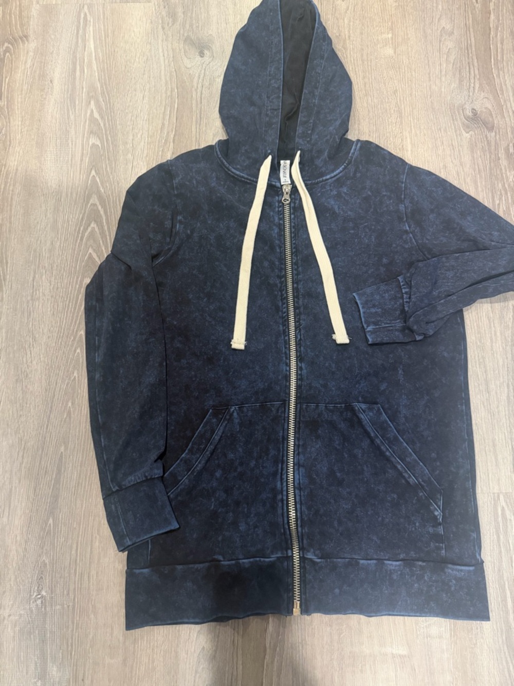 Zenana Signature Black Hoodie with Cream Drawstrings